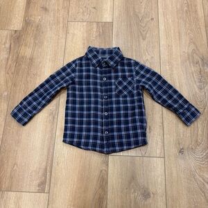 🌟ANDY & EVAN🌟 BOYS COTTON PLAID COLLARED BUTTON DOWN SHIRT BLUE NAVY SZ 2T